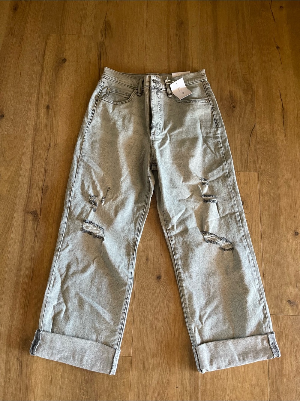 Jessica Simpson Light Gray High-Rise Distressed Jeans